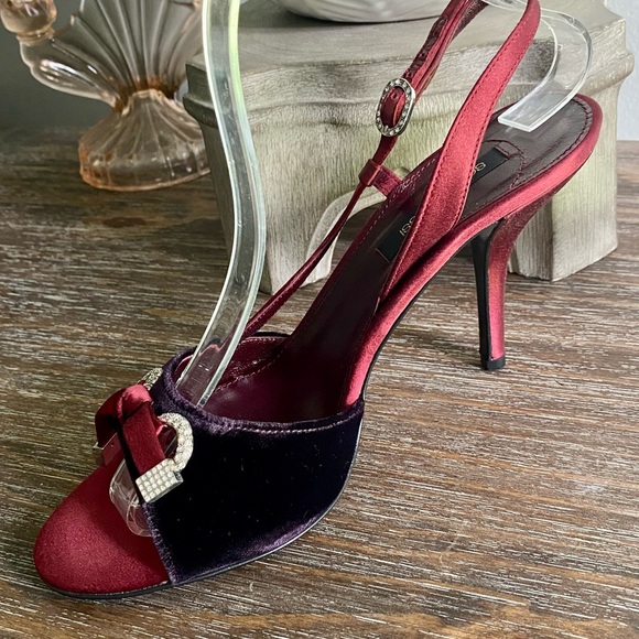 Sergio Rossi Burgundy Wine Sparkly Heels Women’s 39 - Picture 7 of 13
